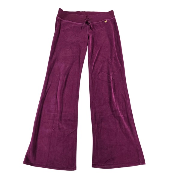 Aeropostale Women's S Purple Velour Wide Leg Drawstring Sweatpants Lounge Y2K - Picture 2 of 8